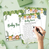 Safari Animals Baby Shower Games Cards, Baby Trivia Game Cards For New Parents Babyshower Activity, Wildlife Gender Reveal Party Games For Decorations Favors Supplies, Set Of 25-03