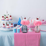 6 Sets Pink Carnations Artificial Flowers, 50'S Theme Party Decorations Include White Pink Carnation Lifelike Cherries And Paper Straws For Sock Hop Rock And Roll Grease Party Decorations