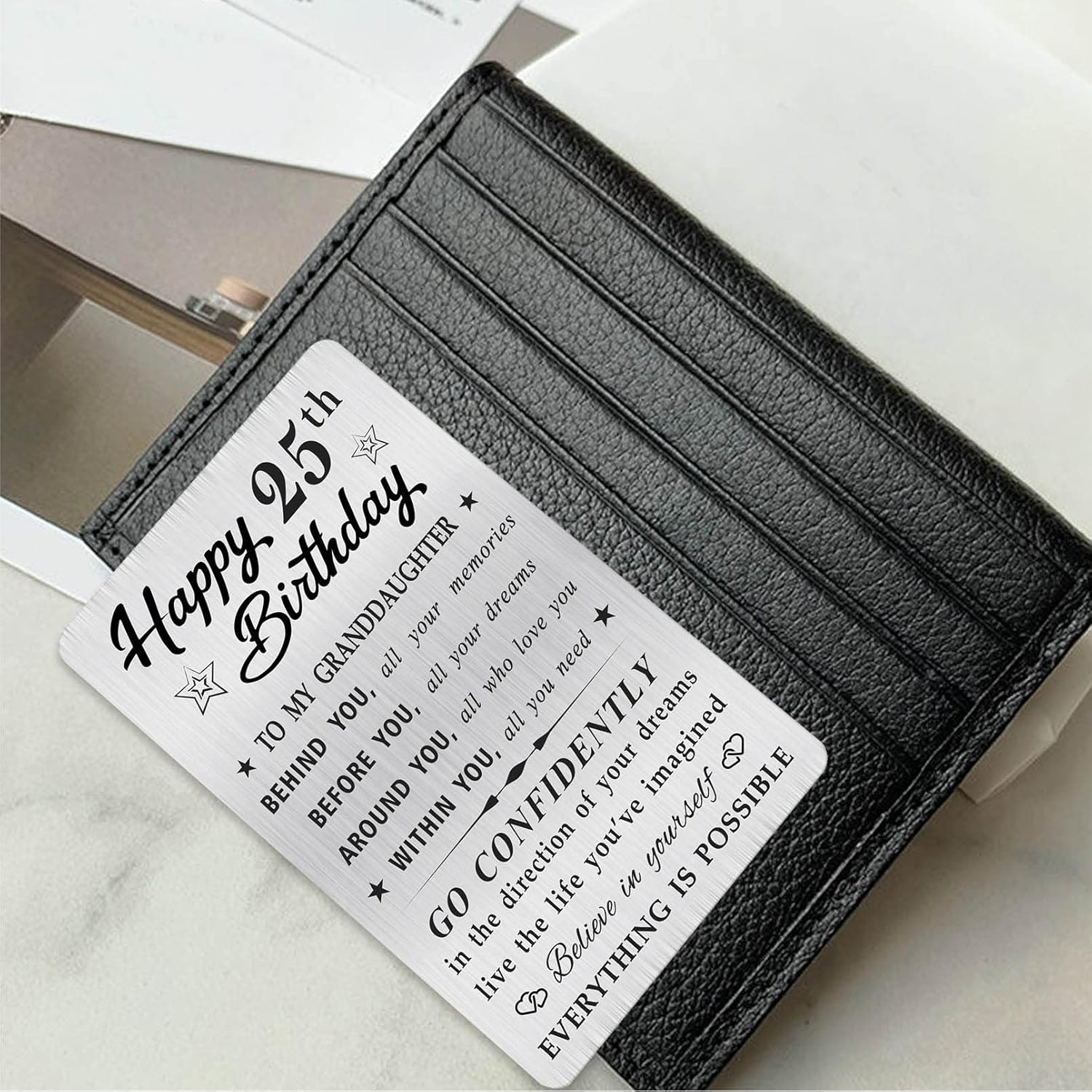 Granddaughter 25Th Birthday Card, Happy 25 Birthday Granddaughter Gifts Ideas, Small Engraved Wallet Card