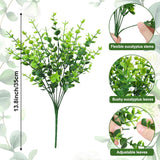 24 Bundles Greenery Artificial Plants Outdoors, Eucalyptus Stems Uv Resistant Fake Foliage Plants Faux Boxwood Shrubs Indoor Decorations Artificial Flowers For Garden Pot Porch Fence Hanging Planter