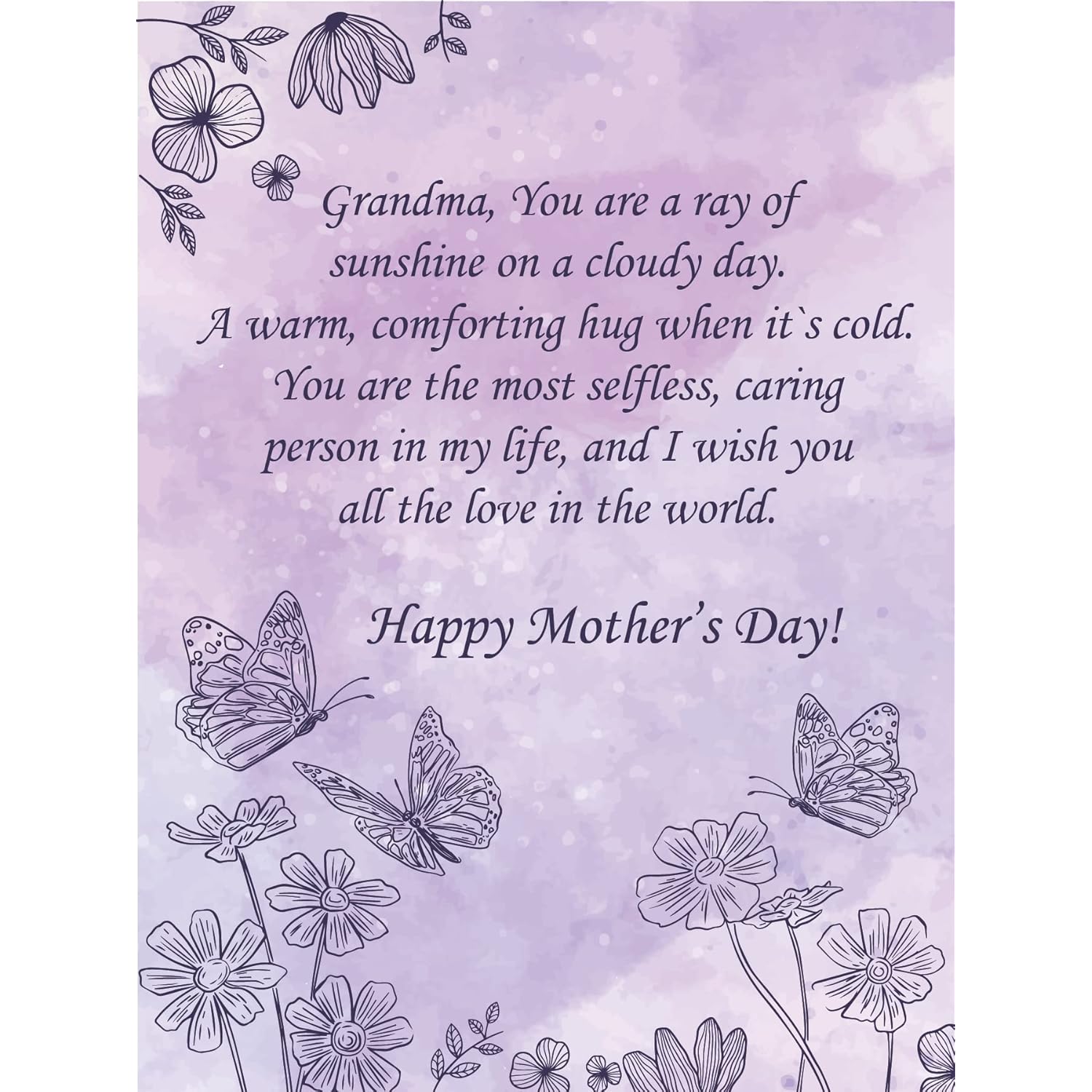 Mothers Day Card For Grandma - | Made From Real Bamboo | 6" X 4.5" - 1 Pack (Envelope Included) | Laser Cut, Spring Themed Grandma Mothers Day Card | Nana Mothers Day Card