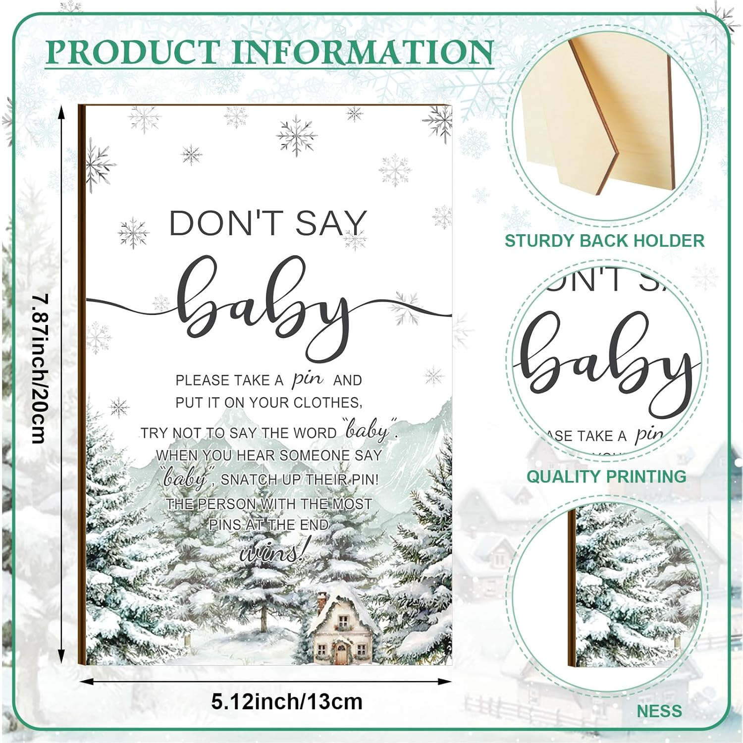 321 Pcs Winter Baby It'S Cold Outside Baby Shower Games Supplies, 5 Sets (50 Cards Each) Activities Cards With 20 Pencils 1 Don'T Say The Words Sign 50 Clothespin