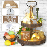 4 Pcs Easter Tiered Tray Decor He Is Risen Tiered Tray Decorations Wooden Easter Jesus Sign With Led Fairy Lights For Farmhouse Home Church Table