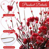 36 Pcs Valentine'S Day Decorations Valentine'S Day Berry Picks 17 Inch Artificial Red Heart Shaped Berry Picks With Red Pink Berries Floral Stems For Weddings Anniversaries Birthday Parties