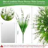 32 Bundles Artificial Lavender Plants Outdoor - Faux Lavender With Monkey Grass Uv Resistant Fake Flowers For Garden Patio Window Hanging Baskets Decor Planter Pathway Front Porch(White)