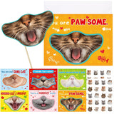 30Pcs Valentines Day Kitten Cards Kids Fun Valentines Cards With Envelopes And Stickers Photo Booth Props Party Favors Classroom Exchange Gifts