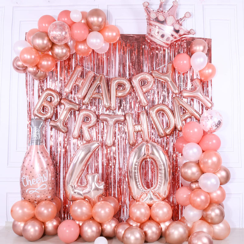 40Th Birthday Decorations Women, 40In Rose Gold 40Th Birthday Balloons