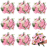 24 Bundles Artificial Peonies Flowers Wedding Faux Flowers Silk Peony Bouquet Bulk Bride Fake Florals Arrangements For Table Centerpieces Wedding ?Party Vase Decor (Light Pink, White)