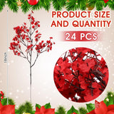 24 Pcs Red Babys Breath Artificial Flowers Decoration Fake Picks Stems Floral Arrangement Bushes Bulk For Home Indoor Table Decor(Red)