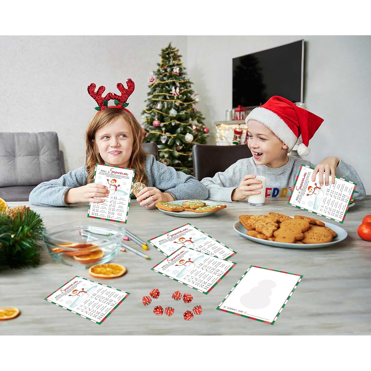 Roll A Snowman Christmas Party Game - 25 Players, Family & Adults, Holiday & Winter Activity