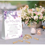 Dont Say Baby Baby Shower Game, Purple Butterfly Baby Shower Sign And 50 Clothespins, Gender Reveal Games, Baby Shower Centerpieces, Baby Shower Gifts For Gender Reveal Party, Baby Shower,1