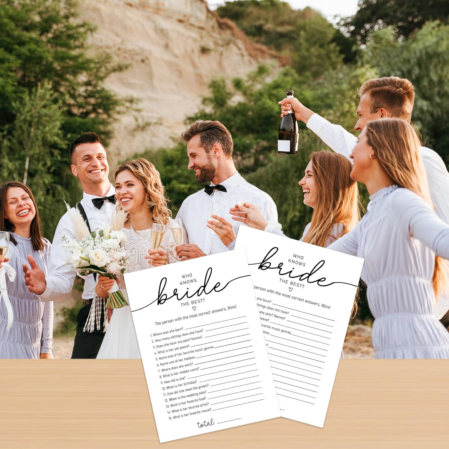 Who Knows The Bride Best Game, Bridal Shower Questionnaire Cards, Minimalist Wedding Game, How Well Do You Know The Bride, Bridal Shower Games, Bachelorette Party Games -Wktb04