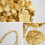 3Pcs Christmas Flowers Gold Artificial Hydrangea Flowers 26.8Inch Fake Hydrangea Flower Floral Arrangements Bouquets Xmas Faux Hydrangea Stems Wedding Party Centerpieces Christmas Home Decor