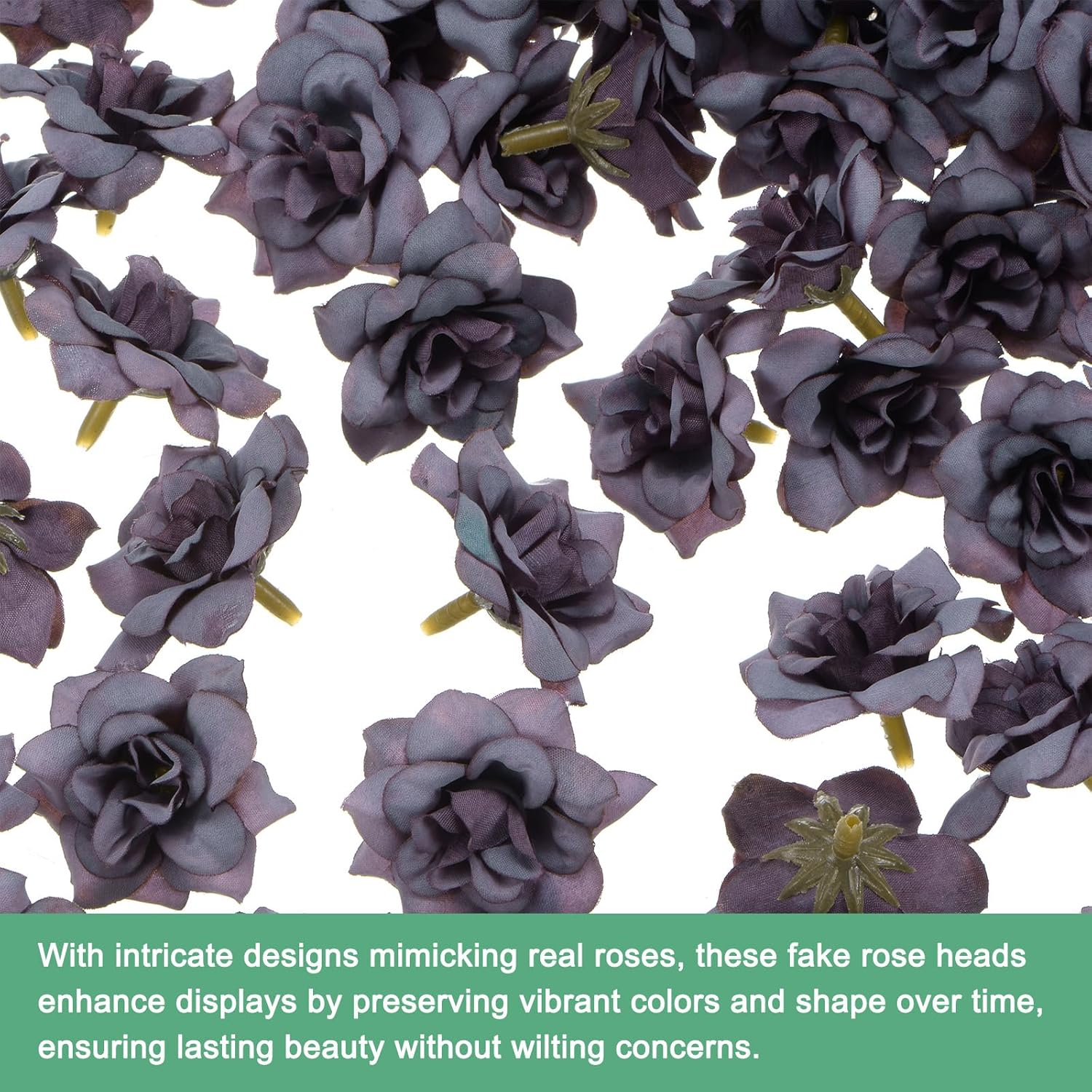 50-Pack Artificial Roses Heads, Silk Faux Rose Head For Wedding/Bouquet/Diy Crafts/Party Decoration, Fake Bloom Flower Heads Buds [Gray]
