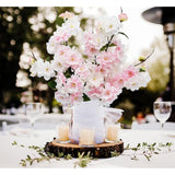 2Pcs Artificial Cherry Blossom Flower Bulk Plum Pink Silk Peach Flowers Cherry Blossom Branches With Leaves For Spring Summer Decor Home Wedding Party Table Centerpieces