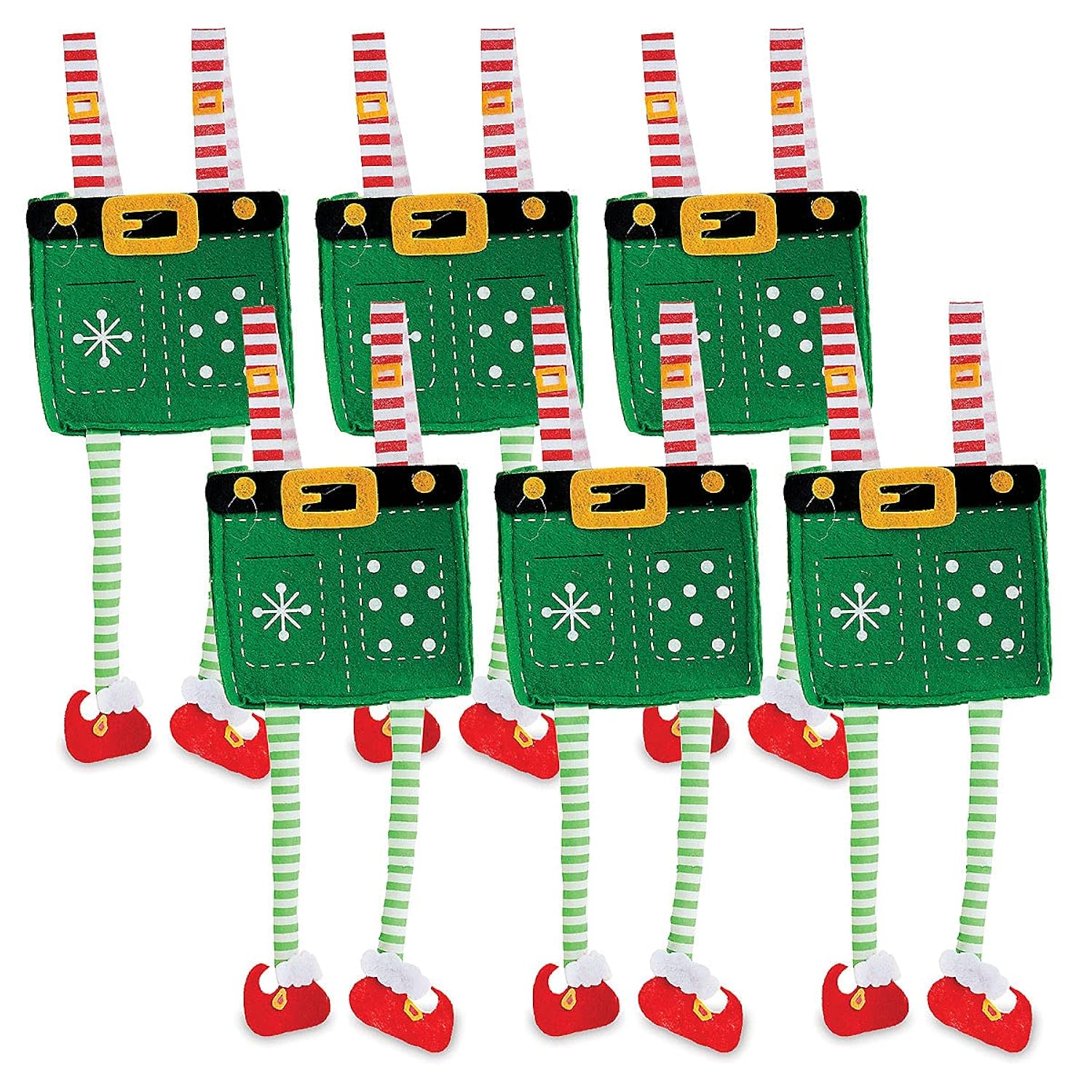 Elf Pants Christmas Treat Bags, Set Of 6 Gift Bags For Children Holiday Parties Teachers Decorations