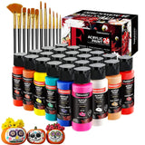 Acrylic Paint Set 24 Classic Colors(2Oz /60Ml) With 12 Brushes, Professional Craft Thick Paints Kits For Adults, Canvas Wood Fabric Ceramic Rock Painting Supplies [Professional Series]