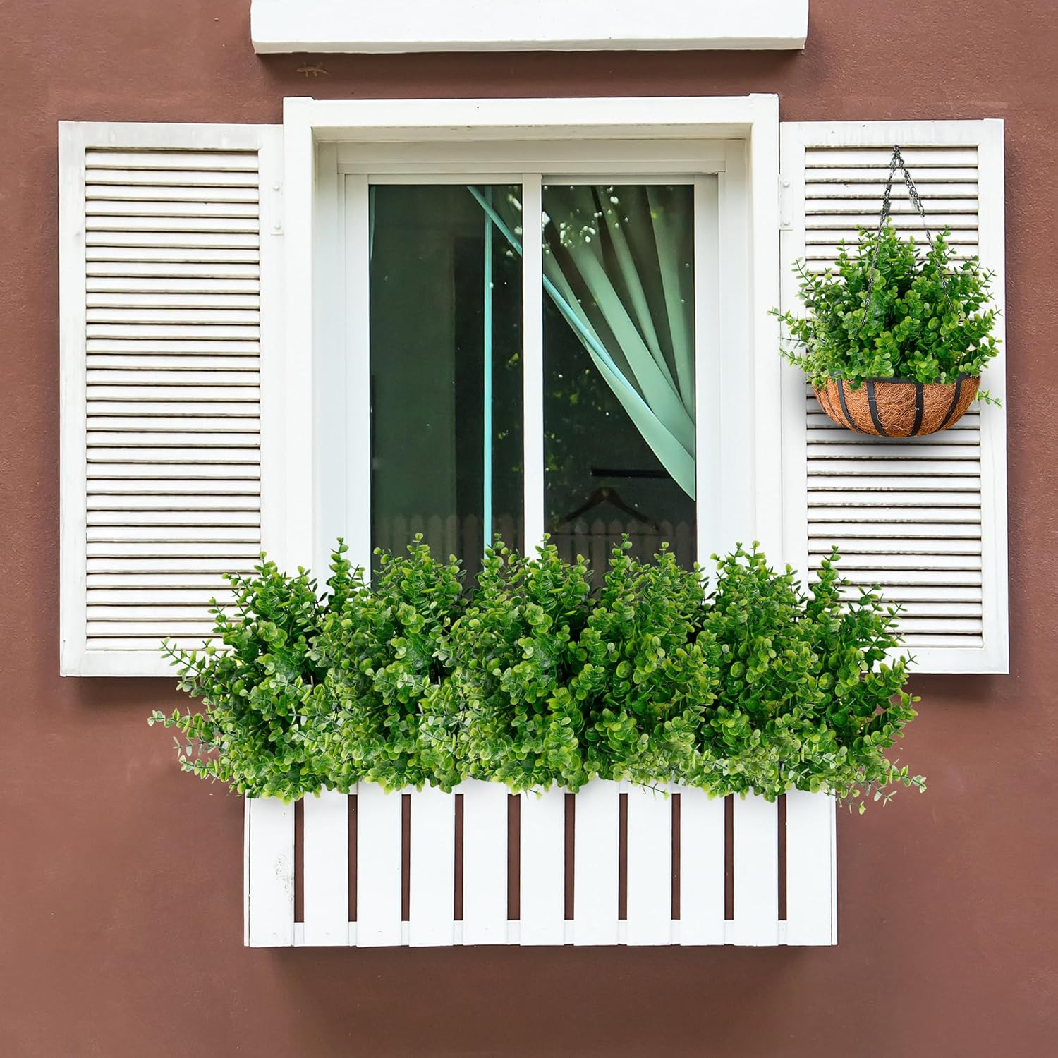 Artificial Flowers For Outdoors 24 Bundles Uv Resistant Boxwood Shrubs Artificial Eucalyptus Fake Plants Faux Plastic Greenery For Farmhouse Garden Indoor Outdoor Home Wedding Decoration