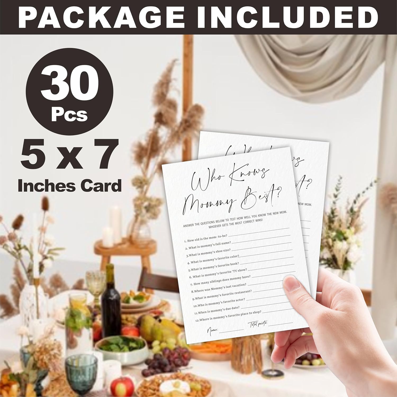 30 Who Knows Mommy Best Game Cards For Baby Shower - Minimalism White Double-Sided Fill In Advice Cards For Baby Announcement, Gender Reveal, New Parents-To-Be Party Favor & Supplies - C04