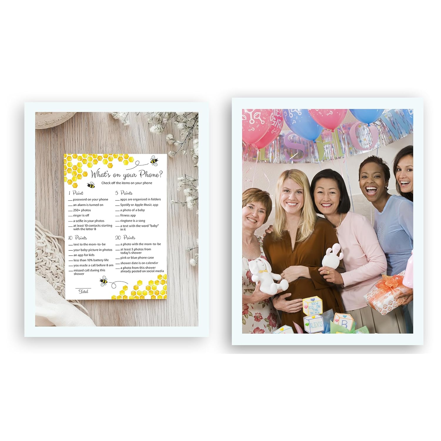 Bee Baby Shower Games — What'S On Your Phone Baby Shower Game — Pack Of 25 — Mommy To Bee Bumble Bee Theme Neutral Yellow Coed Shower Activity, Gender Reveal, Honeybee Bumblebee Mom To-Bee G620-Phn
