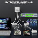 3 Pack 40W 4 Port USB C Fast Wall Charger with 6FT USB C Cables for iPhone 17 16 15 iPad
