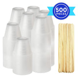 [400 Pack - 1Oz] Epoxy Resin Mixing/Medicine Cups With 100 Bonus Mixing Sticks For Mixing Paint, Stain, Epoxy, And Resin - 1 Ounce (30Ml) Graduated Plastic Cups (4 Sleeves) -