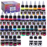 33 Colors Airbrush Paint Set + 3 Thinner - Ready To Spray Acrylic Paints - Rich Pigments, Water-Based, For Models, Miniatures, Figurines, Canvas, Fabric & More - 20Ml Bottles