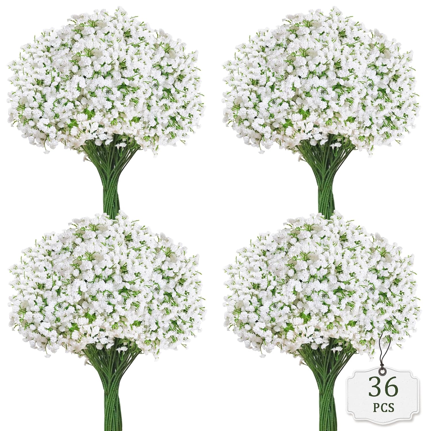 36 Pcs Babys Breath Artificial Flowers, Baby Breath Flowers Artificial Bulk Long Stem Fake Babies Breath Faux Gypsophila White Flowers Artificial For Decoration Wedding Decor