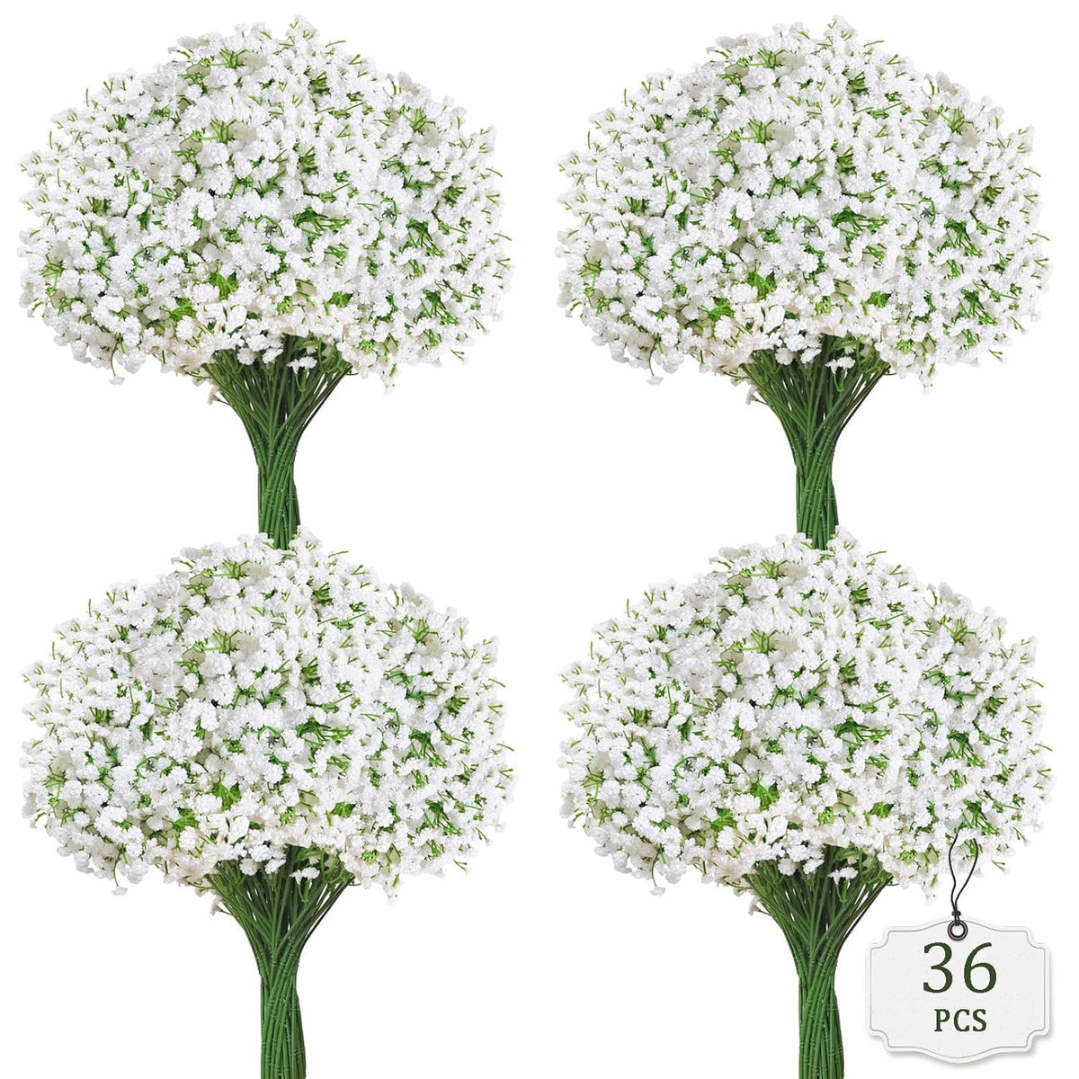 36 Pcs Babys Breath Artificial Flowers, Baby Breath Flowers Artificial Bulk Long Stem Fake Babies Breath Faux Gypsophila White Flowers Artificial For Decoration Wedding Decor