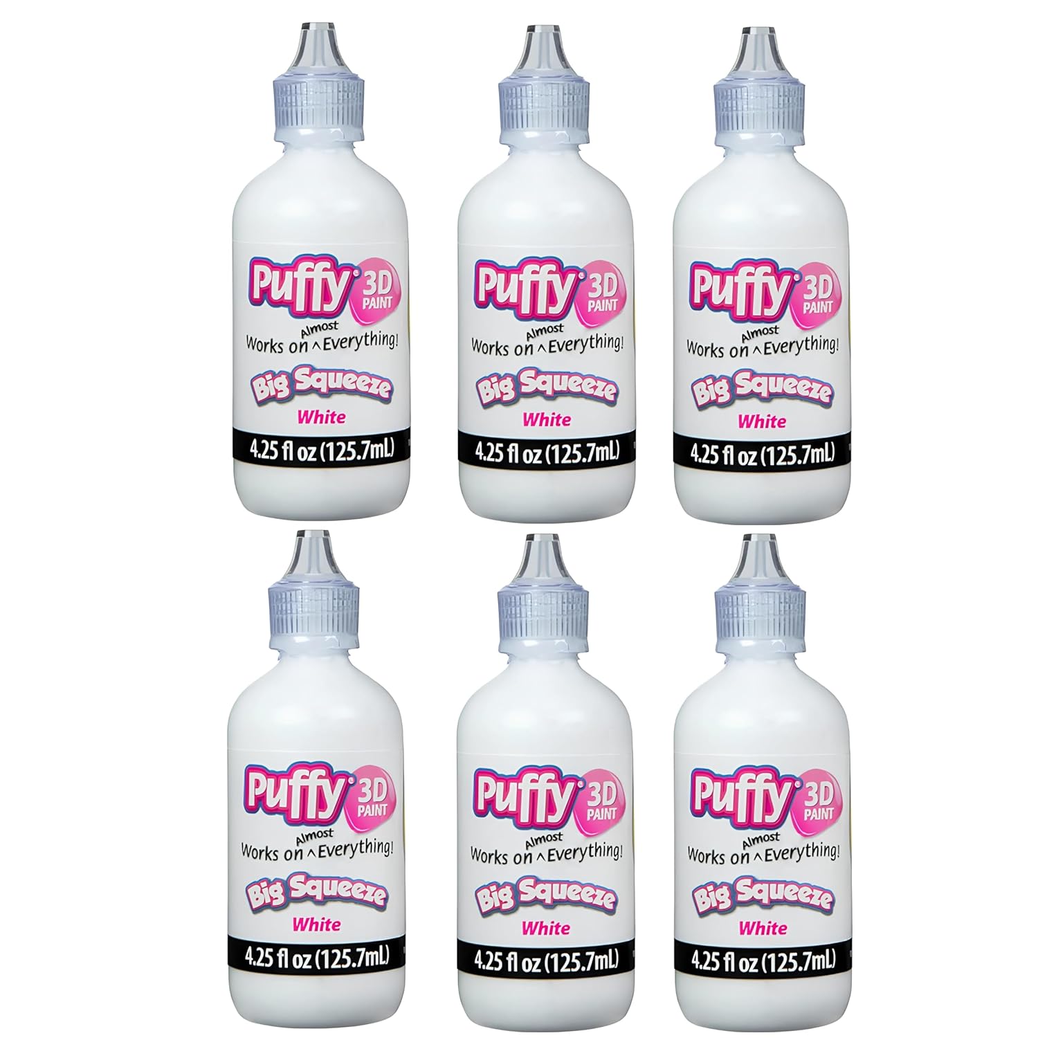 Puffy 3D Fabric Paint Set – 3 White Bottles, Non-Toxic, Permanent & Washable, Easy-Squeeze Tips For T-Shirts, Shoes, Bags, Diy Crafts & Fabric Projects