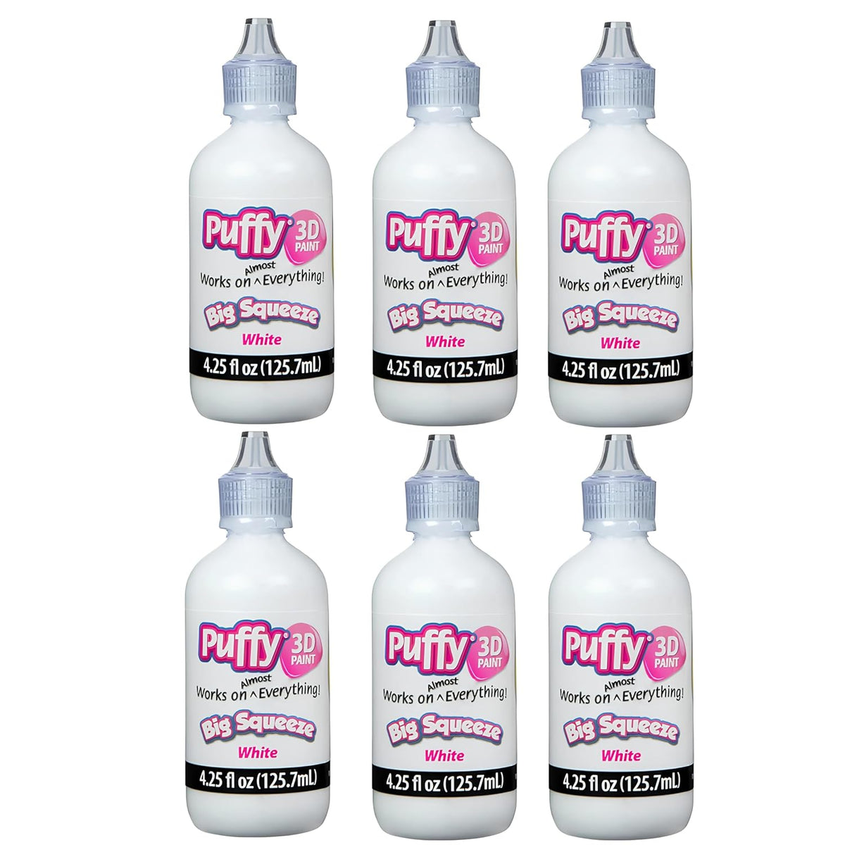 Puffy 3D Fabric Paint Set – 3 White Bottles, Non-Toxic, Permanent & Washable, Easy-Squeeze Tips For T-Shirts, Shoes, Bags, Diy Crafts & Fabric Projects