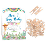 Fiesta Mexican Baby Shower, Don'T Say Baby Game For Baby Shower (One Sign With 50 Mini Clothespins), Fiesta Mexican Theme Baby Shower Decorations, Gender Reveal Game-Dsbb13