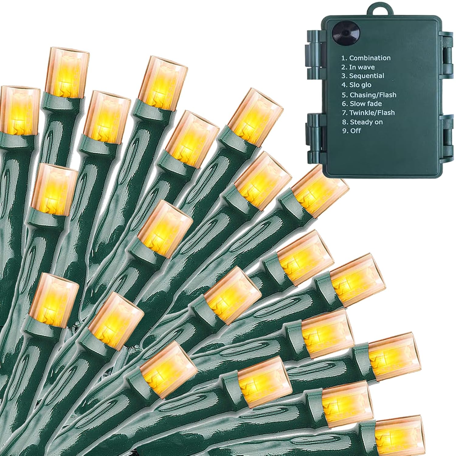 Battery Operated Christmas Lights - 50 Led Mini Lights With Auto Timer, 8 Modes, Warm White