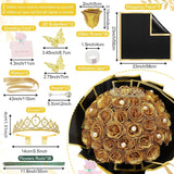 Diy Glitter Roses Bouquet Gold- 36 Pack Fake Shiny Flowers With Stems Eternal Floral For Graduation Handmade Wedding Bouquet Anniversary Birthday Gift, Mother'S Day Gifts For Her