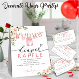 Baby Shower Diaper Raffle Game Kit - Floral & Accessories, 50 Tickets & 1 Standing Sign, Decoration For Shower, Gender Reveal, Announcement, Party Favor & Decorations - B03