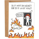 Silly Firefighter Funny Birthday Card For Him Or Her - Funny Anniversary Cards For Husband Or Wife - Naughty, Dirty, Inappropriate Valentine'S Day Card For Men Or Women - Is It Hot In Here Card