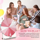 12-Inch Spinning Wheel For Baby Shower & Bridal Shower Games - Prize Wheel Spinner With Stand & Heart Shape Arrow - Funny Bachelorette Party Games Ideas(Pink)
