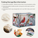 Winter Cardinal Birds Snow Storage Basket Fabric Laundry Baskets Christmas Tree Holly Berry Branches Storage Boxes Organizer Bag For Baby Cloth Dog Toy Book Storage Cubes Shelf Closet Bins 16×12×8
