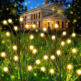 6 Pack Solar Garden Lights 48 LED Warm White Firefly Fairy Outdoor Swaying Lights Waterproof for Patio Pathway Decor