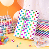 30 Inch Birthday Wrapping Paper Roll - Colorful Foil Happy Bday Design For Birthday, Wedding, Baby Shower - 4 Rolls - 30 Inch X 120 Inch Per Roll