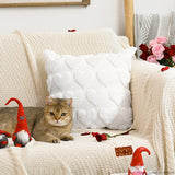 Valentine'S Day Love Heart Cream White Throw Pillow Covers Set Of 2, 18 X 18 Inch Anniversary Wedding Home Decor Soft Plush Faux Fur Jacquard Cushion Case For Sofa Couch