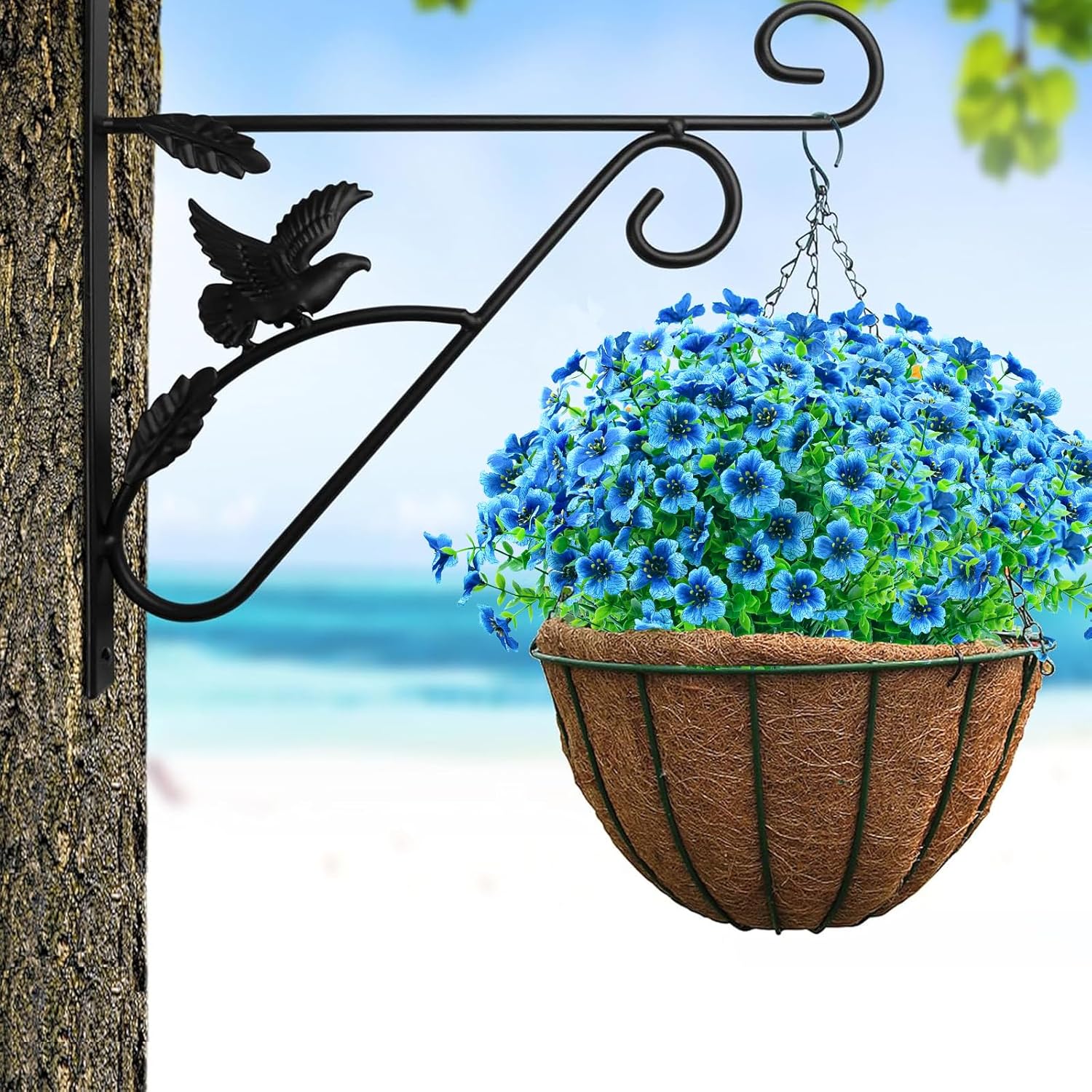 Artificial Flowers For Outdoors,8 Bundles Uv Resistant Fake Outside Flowers Plastic Plants Outdoor Faux Flower For Garden Porch Window Box Home Decor(Blue)