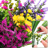24 Bundles Artificial Fall Flowers For Outdoor Fake Autumn Flower Plants Boxwood Faux Plastic Shrubs Plants For Patio Porch Garden Hanging Vase Pots Home Decor (Classic Style)