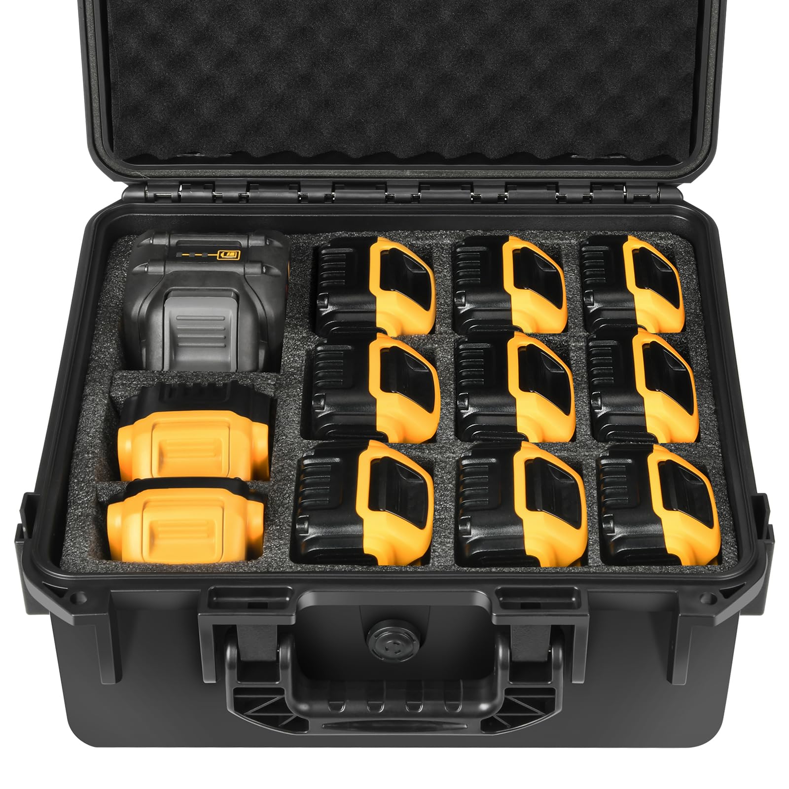 Storage Case For Dewalt Battery & Charger - Waterproof Power Tool Box Storage Bag With Customizable Fit Foam For Milwaukee/Makita/Ryobi Battery & Charger (Only Case)