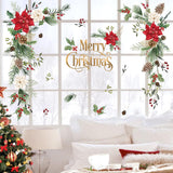 Christmas Flower Wall Stickers - Leaves And Floral Window Wall Art Decals For Xmas Party, Living Room
