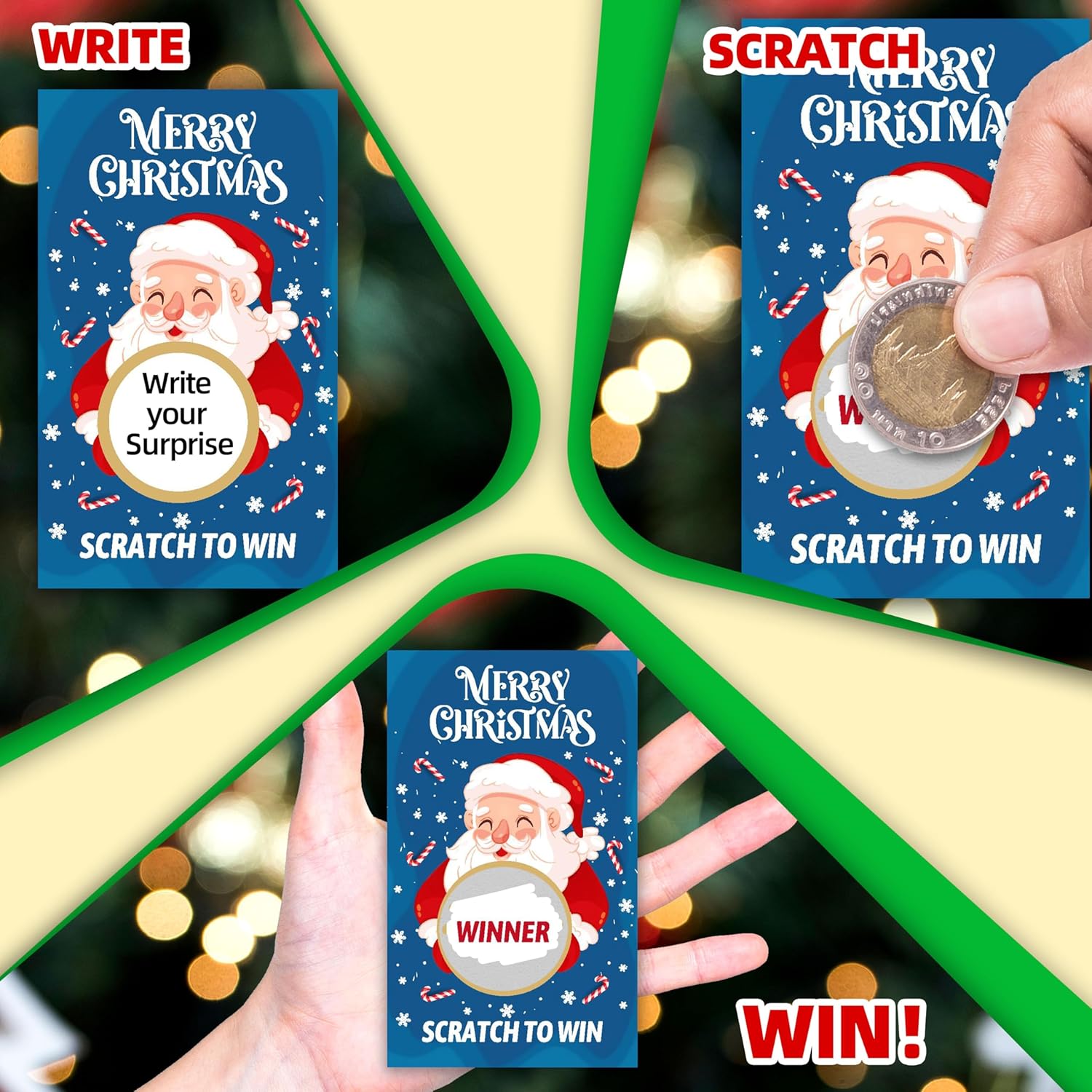 Christmas Scratch Off Cards, 40 Pcs Scratch To Win Game Cards With Sticker, Funny Holiday Party Game Card Christmas Party Games Supplies, A05