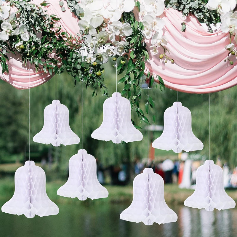 12 Pieces Wedding Honeycomb Bells Bridal Honeycomb Bells 7.9 Inch Paper Bells