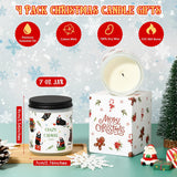 4 Pack Christmas Gifts Scented Candles Set 7Oz Soy Wax Winter Holiday Jar Candle Gingerbread Men Catmas Reindeer Box 4 Scents Xmas Cookies Vanilla Cream Apple Pie Cedar For Women And Mom