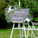 Wedding Arch Flowers (Pack Of 2), Artificial Dusty Blue Flowers Faux Flower Swag Welcome Sign Floral Arrangements For Wedding Ceremony Reception Party Home Decor