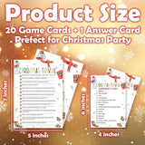 Christmas Trivial Party Game Card Set - 20 Christmas Game Cards With 1 Answer Card - Funny Holiday Activity For Family Adults & Teens - Xmas Party Decoration & Supplies(Snowman Sock)- A02